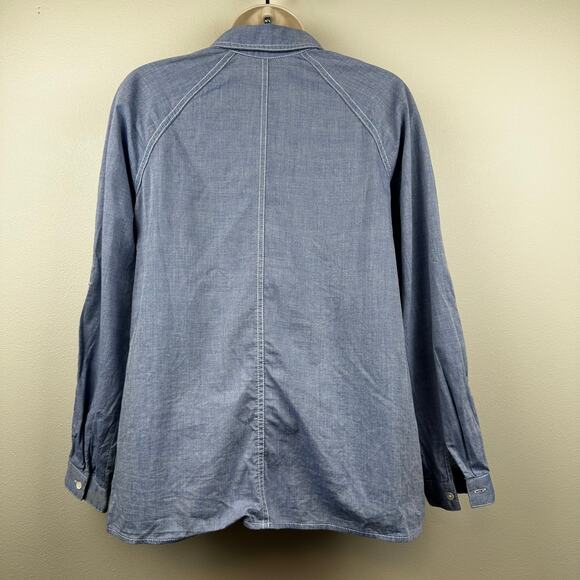 J. McLaughlin Hensely Blouse Top Chambray Blue Button Up Preppy Women's XS - Picture 4 of 9